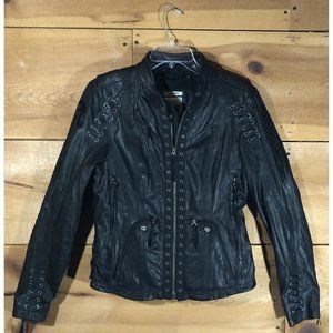 Harley Davidson Destitute Grommets Sheepskin Jacket Womens Size Medium Leather